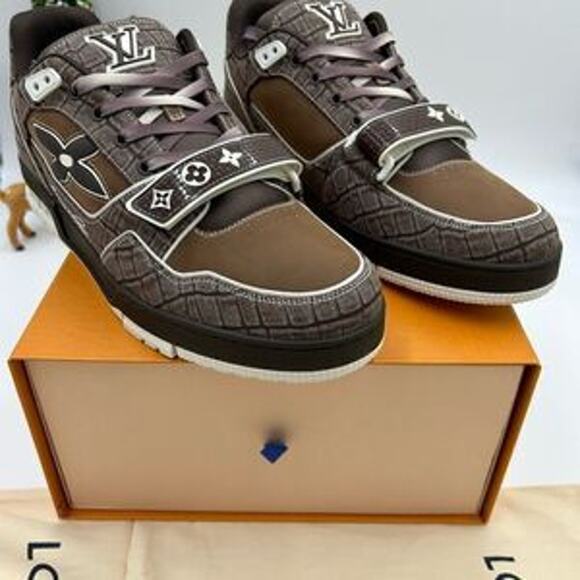 Men’s Louis Vuitton trainer sneakers mocha crocodile print size 11 fits US 13 - Picture 10 of 11